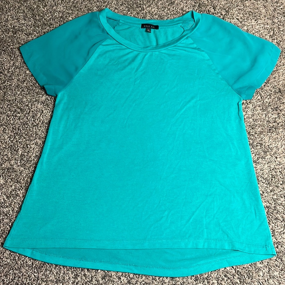 Womens sheer sleeve green top medium